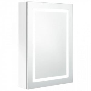 Dulap de baie cu oglindă și LED, alb strălucitor, 50x13x70 cm - V326494V
