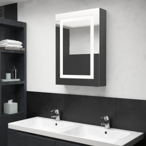 Dulap de baie cu oglindă și LED, gri, 50x13x70 cm - V326490V - Img 2