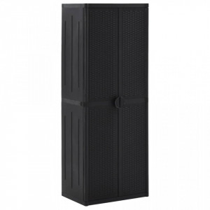 Dulap de depozitare pentru grădină negru 65x45x172 cm PP ratan - V151237V - Img 2