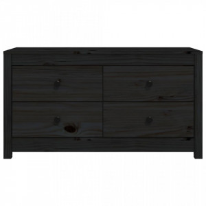 Dulap lateral, negru, 100x40x54 cm, lemn masiv de pin - V821778V - Img 4