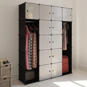 Dulap modular 14 compartimente alb si negru 37 x 146 x 180,5 cm - V240499V - Img 1