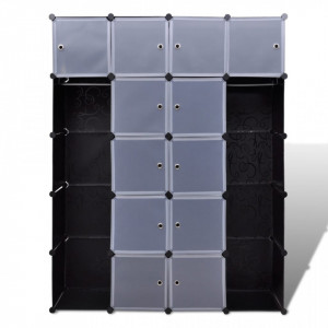 Dulap modular 14 compartimente alb si negru 37 x 146 x 180,5 cm - V240499V - Img 3
