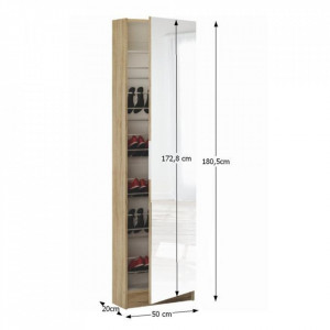 Dulap, pantofar cu oglindă, sonoma, 50x20x180 cm - TP42401 - Img 4