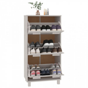 Dulap pantofi, alb, 59,5x35x117 cm, lemn masiv de pin - V340513V - Img 4