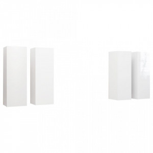 Dulap TV, 4 buc, alb extralucios, 30,5x30x90 cm, lemn prelucrat - V3079371V - Img 1