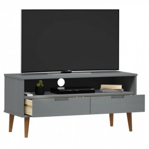 Dulap TV gri, 106x40x49 cm, lemn masiv de pin - V350533V - Img 3
