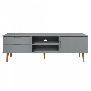 Dulap TV , gri, 158x40x49 cm, lemn masiv de pin - V350536V - Img 4