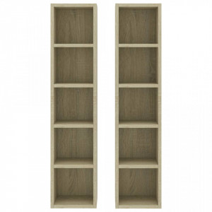 Dulapuri CD-uri, 2 buc., stejar Sonoma, 21x16x93,5 cm, PAL - V802699V - Img 4