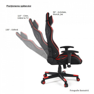 Fotoliu birou / gaming cu suport picioare, negru și albastru, 64x121-131x53-81 cm - TP266175 - Img 17