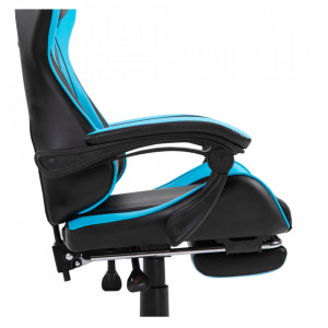 Fotoliu birou / gaming cu suport picioare, negru și albastru, 64x121-131x53-81 cm - TP266175 - Img 10