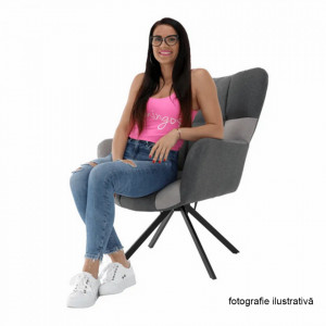 Fotoliu de design rotativ, gri și negru - TP257472 - Img 19