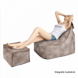 Fotoliu tip sac cu taburet, gri-maro - TP258168 - Img 2