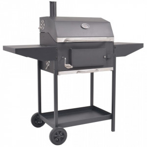 Gratar barbecue cu carbuni, afumatoare si raft jos, negru - V43048V