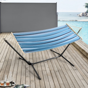 Hamac cu suport negru/albastru cu dungi 120 Kg - P75702628 - Img 1