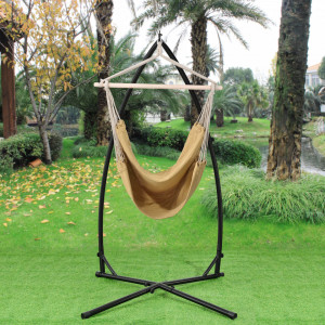 Hamac fotoliu cu cadru, inaltime 205 cm, negru/bej - P62679184