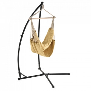 Hamac fotoliu cu cadru, inaltime 205 cm, negru/bej - P62679184 - Img 2