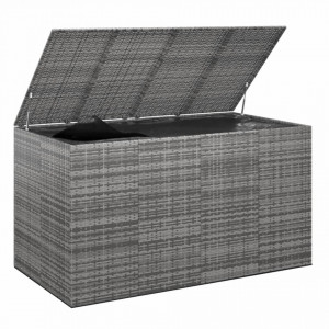 Ladă grădină pentru perne, gri, 194x100x103 cm, ratan PE - V317234V - Img 3
