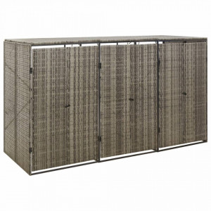 Magazie de pubele triplă, gri, 207x80x117 cm, poliratan - V319866V - Img 2