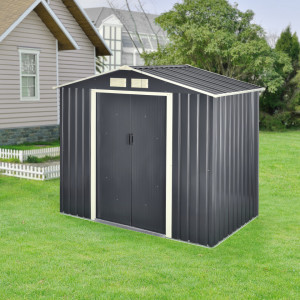 Magazie gradina cu usi glisante, 213 x 127 x 185 cm, gri inchis - P74678427 - Img 1