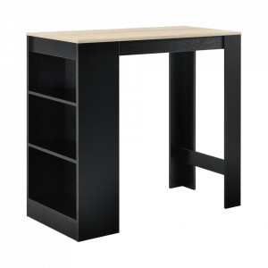 Masa-Bar elegant cu rafturi pentru bauturi Bristol, 110 x 50 x 103 cm, PAL, negru/efect lemn stejar - P66800606 - Img 1