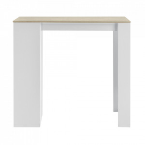 Masa-Bar elegant cu rafturi pentru bauturi Bristol, 110 x 50 x 103 cm, PAL, alb/efect lemn stejar - P66800607 - Img 2