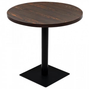 Masa bistro, MDF si otel, rotunda, 80x75 cm, Cenusiu inchis - V245610V - Img 1