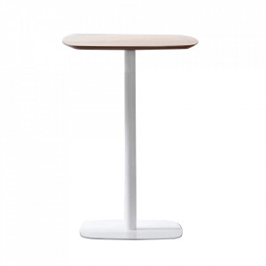 Masă de bar, culoarea stejar / alb, MDF / metal, diametru 60 cm - TP297901