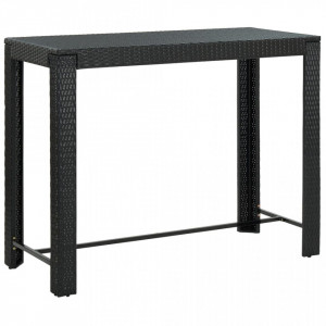 Masă de bar de grădină, negru, 140,5x60,5x110,5 cm, poliratan - V45877V - Img 2