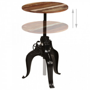 Masa de bar din lemn masiv reciclat, 60 x (76-110)cm - V245267V - Img 3