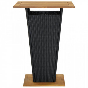 Masă de bar, negru, 80x80x110 cm, poliratan/lemn masiv acacia - V313465V
