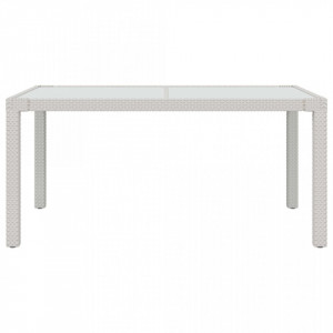 Masă de grădină alb 150x90x75 cm sticlă securizată & poliratan - V316709V - Img 3