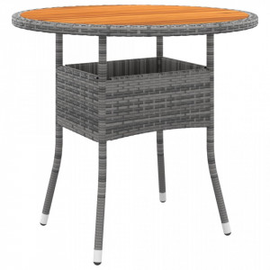 Masă de grădină, gri, Ø80x75cm, lemn de acacia/poliratan - V310609V - Img 2