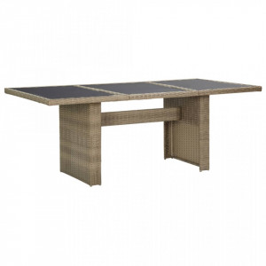 Masa de gradina, maro, 200 x 100 x 74 cm, sticla si poliratan - V310141V