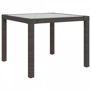 Masă de grădină maro 90x90x75 cm sticlă securizată și poliratan - V316697V