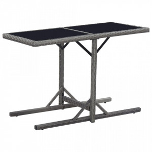 Masa de gradina, negru, 110 x 53 x 72 cm, sticla si poliratan - V46452V