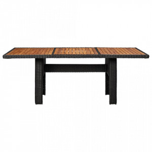 Masa de gradina, negru, 200 x 100 x 74 cm, poliratan - V310144V - Img 2