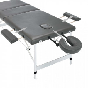Masa de masaj cu 3 zone, cadru aluminiu, antracit, 186 x 68 cm - V110175V - Img 3