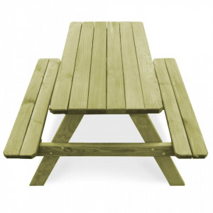 Masa de picnic cu banci, 90 x 90 x 58 cm, lemn de pin tratat - V45148V - Img 4