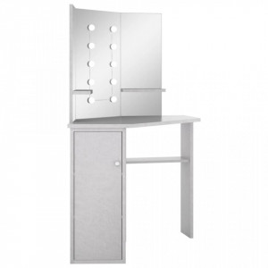 Masă de toaletă de colț, cu LED, gri beton, 111x54x141,5 cm - V326535V - Img 3