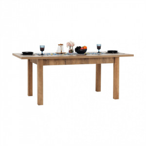 Masă extensibilă pentru dining,culoarea stejar închis, 160-203x90 cm - TP86191 - Img 17