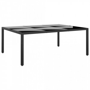 Masă grădină, negru, 200x150x75cm, sticlă securizată/poliratan - V310586V - Img 2