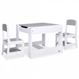 Masă pentru copii, cu 2 scaune, alb, MDF - V80283V - Img 3