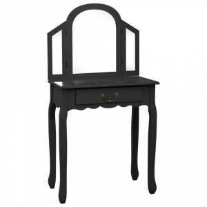 Masa toaleta cu taburet negru 65x36x128 cm lemn paulownia MDF - V289336V - Img 2