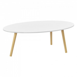 Masuta cafea Viborg W, 109,5 x 59,5 x 39,5 cm, MDF/lemn/PVC, alb/efect lemn - P73603584