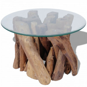 Masuta de cafea din lemn de tec solid, 60 cm - V243473V - Img 2