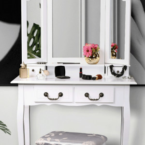 Măsuţă de toaletă cu scaun, alb, 80 cm - TP228277 - Img 20