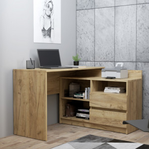 MBBIAR4 - Birou pe colt, stanga/dreapta, 120 x 105 x 75 cm, masa de calculator cu 2 sertare, office - culoarea Stejar - Img 1