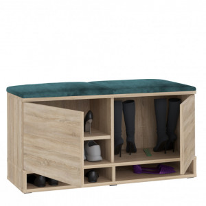 MBCUIS1 - Set Cuier hol, 100x37x213 cm - 6 agatatori haine, hol, pantofar - Sonoma, culoare tapiterie: Verde Inchis / Turcoaz / Albastru / Gri - Img 5