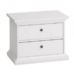 Noptieră albă cu 2 sertare, 62,6x49,3x40 cm - TP149843