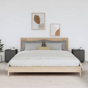 Noptiere, 2 buc., gri, 40x34x45 cm, lemn masiv de pin - V818280V - Img 2